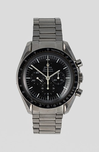 Lot 214 - Omega - A steel 'Speedmaster Moonwatch' chronograph wristwatch