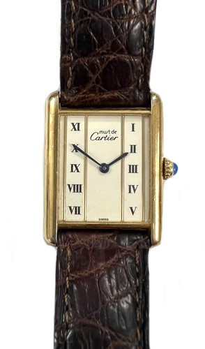 Lot 202 - Cartier - A vermeil 'Les Must de Cartier Tank' wristwatch