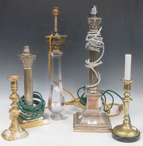 Lot 54 - Two silver electroplated corinthian column...