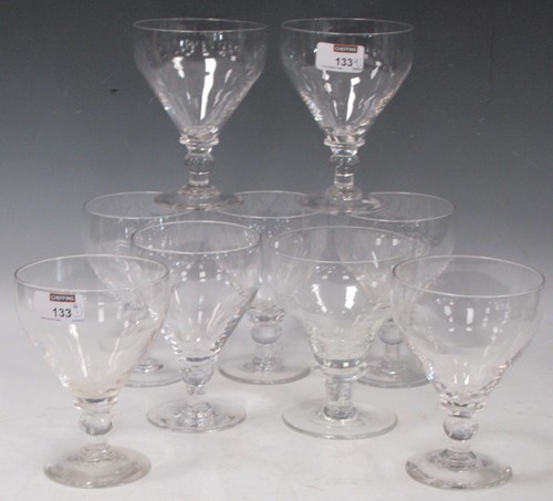 Lot 133 - Nine large plain glass rummers or sundae glasses.
