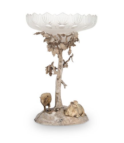 Lot 356 - Edinburgh - A Victorian cast parcel gilt and glass centrepiece.