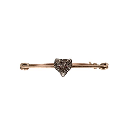 Lot 75 - A diamond and ruby fox head brooch