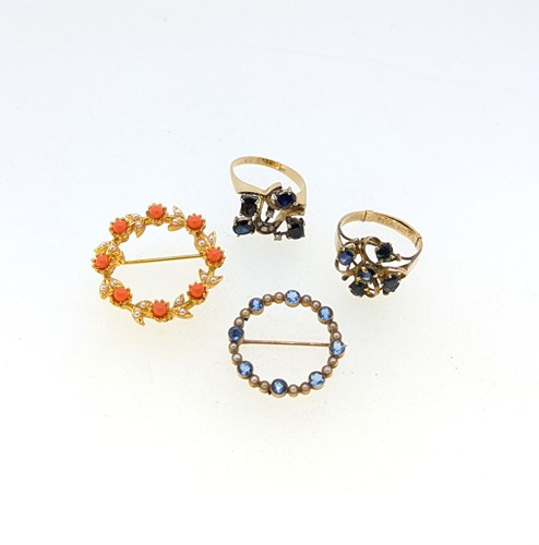 Lot 412 - Two sapphire rings stamped '585' gross weight...