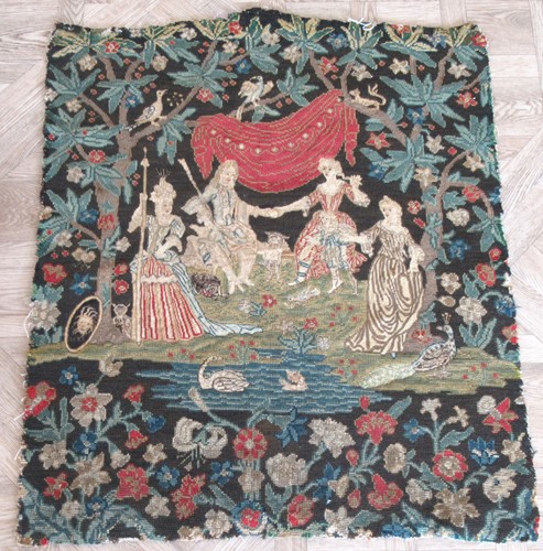 Lot 279 - An 18th century needlework panel, depicting a...