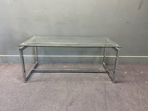 Lot 655 - Modern chrome and glass topped coffee table,...