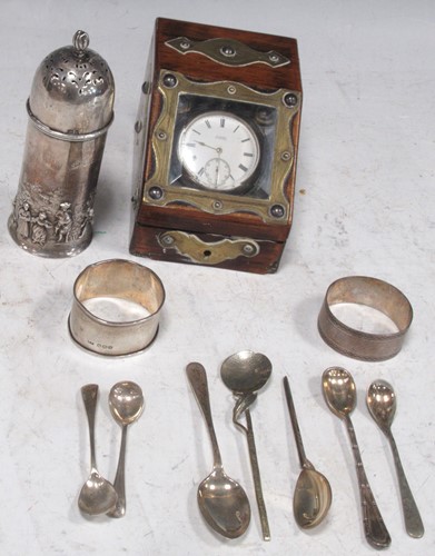 Lot 388 - A 19th century silver sugar caster, together...