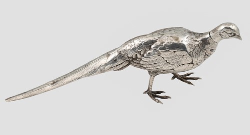 Lot 251 - A George V silver table ornament modelled as a pheasant