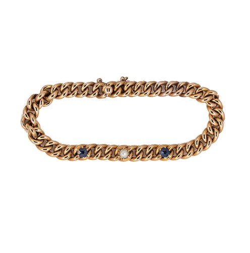 Lot 105 - A sapphire and pearl bracelet