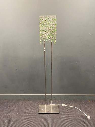 Lot 306 - Floor lamp with waterfall brilliant cut shade...
