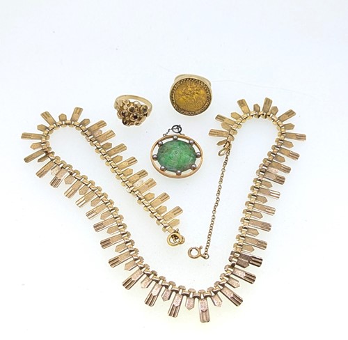 Lot 399 - A hallmarked 9ct gold necklace, together with...