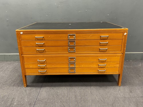 Lot 683 - Modern pine six drawer plan chest with painted...