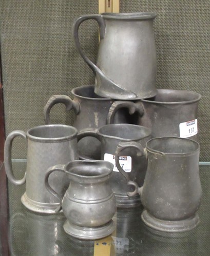 Lot 137 - Pewterwares - to include half and quarter pint...