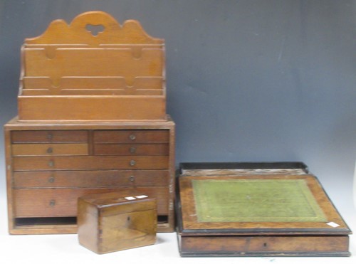 Lot 294 - Oak graduated letter rack, late 19th century...