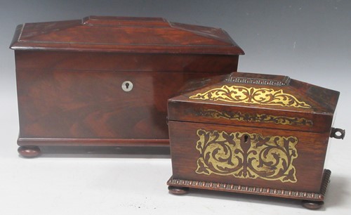 Lot 67 - A 19th century mahogany tea caddy of...