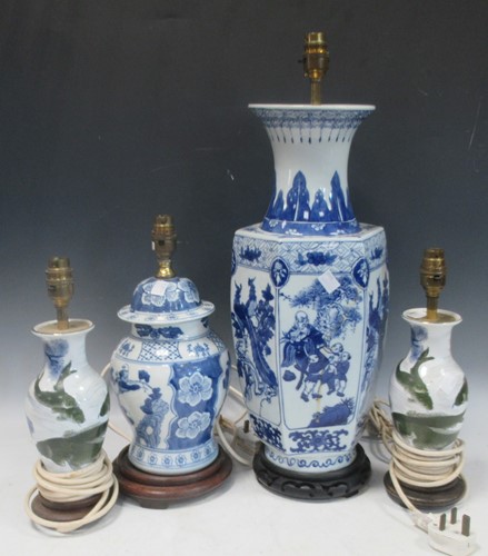 Lot 82 - A large modern ceramic lamp of facetted...