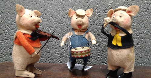 Lot 240A - A clockwork Pig Band Trio by Schuco Germany,...