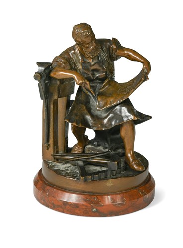 Lot 424 - After Hans Guradze (1861-1922), a bronze model of a blacksmith