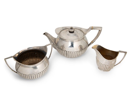 Lot 313 - A Victorian silver three-piece tea set