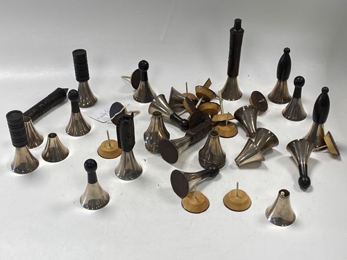Lot 376 - A half set of silver mounted chess pieces,...
