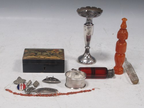 Lot 389 - Two silver decanter labels together with...