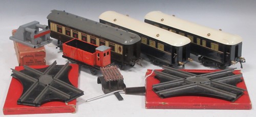Lot 260 - Hornby Series two coaches painted tinplate...