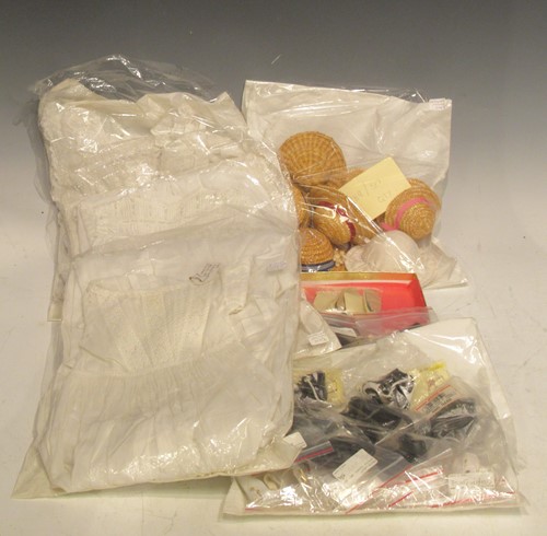 Lot 263 - Dolls straw hats, shoes and booties; together...