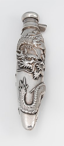 Lot 238 - A Chinese export metalwares flask
