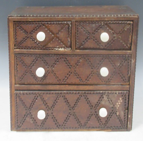 Lot 292 - A tramp art table top chest, late 19th century,...