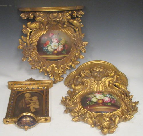 Lot 226 - A pair of Continental giltwood ornate wall...