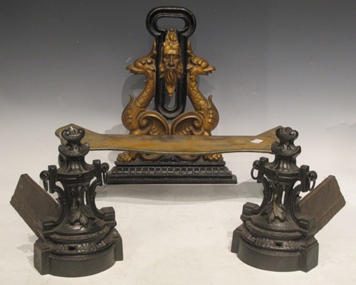 Lot 225 - Victorian cast iron painted black and gilt...