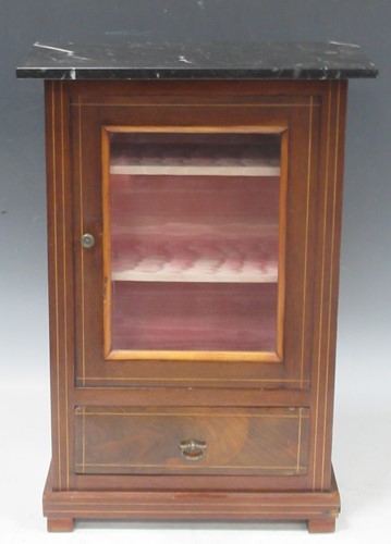 Lot 223 - A French inlaid walnut apprentice cabinet,...