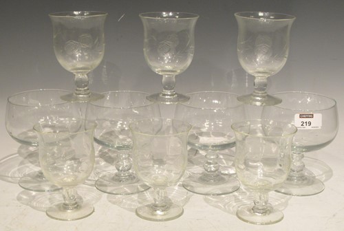 Lot 219 - Five ale glasses and various other drinking...