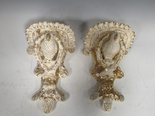 Lot 201 - A pair of Victorian porcelain wall brackets