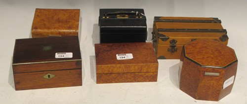 Lot 194 - Three 20th century birds eye maple cigarette...