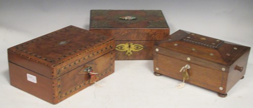 Lot 178 - A Victorian walnut and brass bound jewellery...