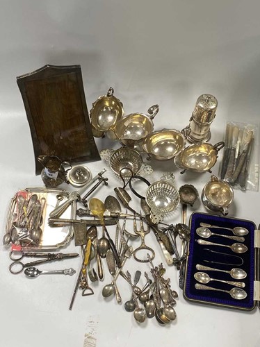 Lot 368 - A collection of silverware including sauce...