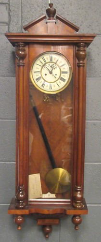 Lot 245 - A late 19th century walnut Vienna wall clock...