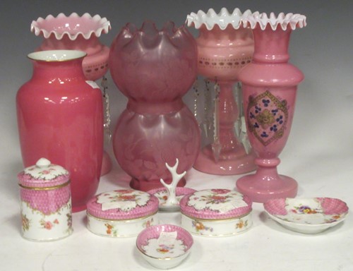 Lot 169 - A collection of decorative pink glass and...