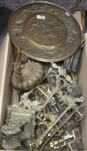 Lot 165 - A collection of brassware including; brass...