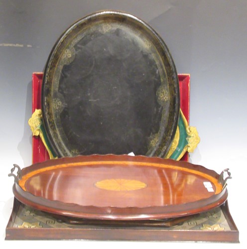Lot 253 - Edwardian Sheraton style inlaid tray with...