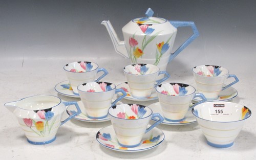 Lot 155 - A Paragon Art Deco Tulip pattern tea set,...