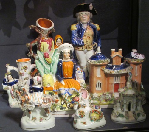 Lot 215 - Staffordshire pottery figures, 19th century...