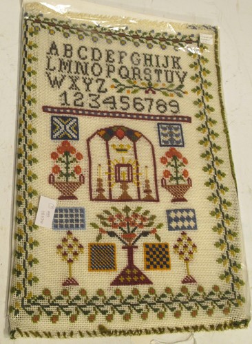 Lot 237 - Mid 19th century sampler, the border stitched...