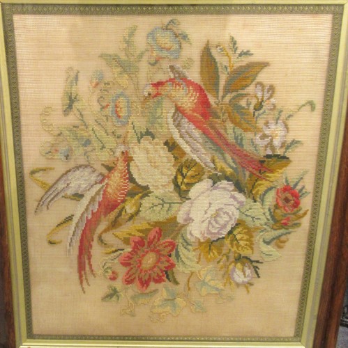 Lot 233 - 19th century framed wool and beadwork stool...