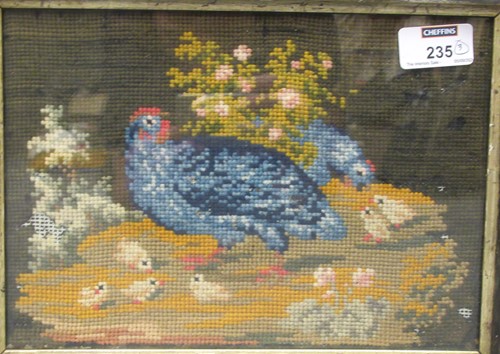 Lot 235 - 19th century framed woolwork picture of blue...
