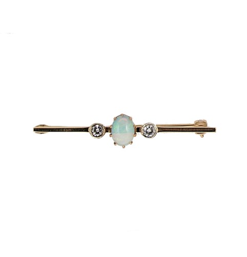 Lot 53 - An opal and diamond bar brooch