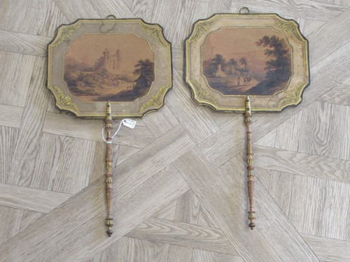 Lot 269 - A pair early 19th century fire screens or face...