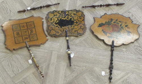 Lot 274 - Group of 19th century penwork hand held...