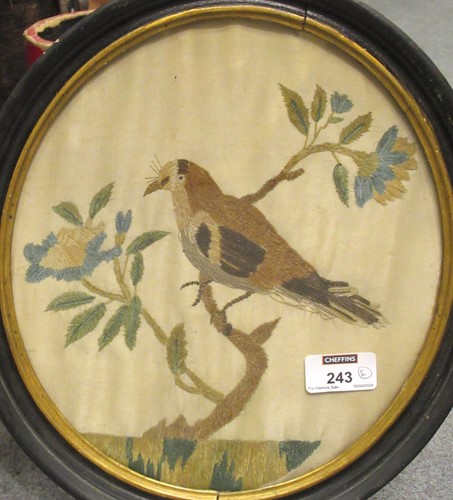 Lot 243 - A pair of Victorian silkwork pictures within...