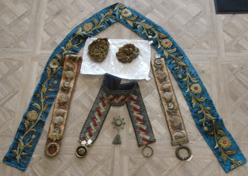 Lot 288 - 18th century embroidered sash badge and tassel...